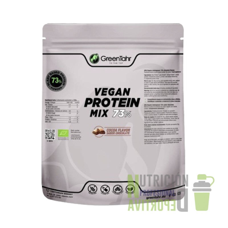 Comprar mix de proteínas veganas ecológicas GreenTahr  sabor cacao con 73% de proteina